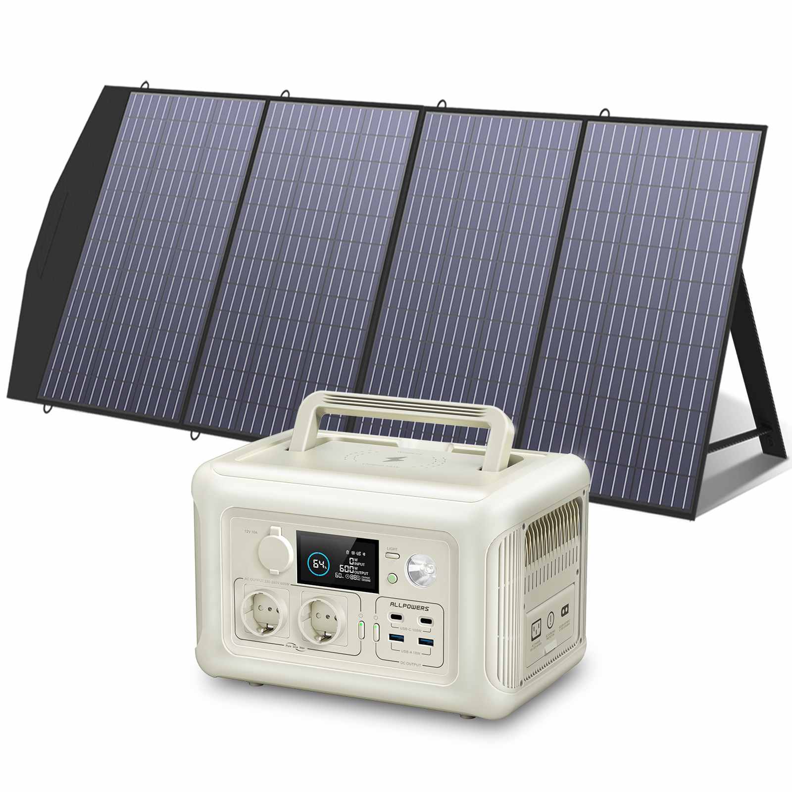 ALLPOWERS R600 Beige Przenośna Stacja Zasilania 600W 299Wh Akumulator LiFePO4 - Image 5