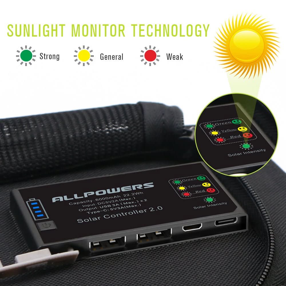 ALLPOWERS SP002 Panel Słoneczny Wbudowana bateria 10000mAh 5V 21W - Image 4